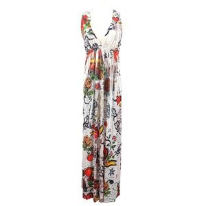 Y2K Rhinestone Tattoo Print Maxi Dress Ed Hardy Vibes Stretchy
